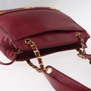 CHANEL Triple Coco Chain Shoulder Bag Lamb Skin Red Gold CC Auth bs31395-6