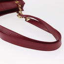 CHANEL Triple Coco Chain Shoulder Bag Lamb Skin Red Gold CC Auth bs31395-7