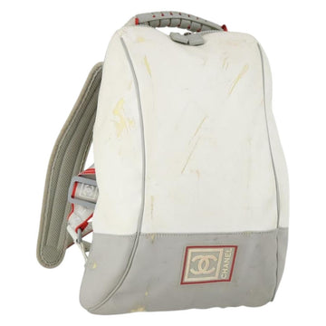 CHANEL Sports Line Backpack Coated Canvas Gray CC Auth bs31396