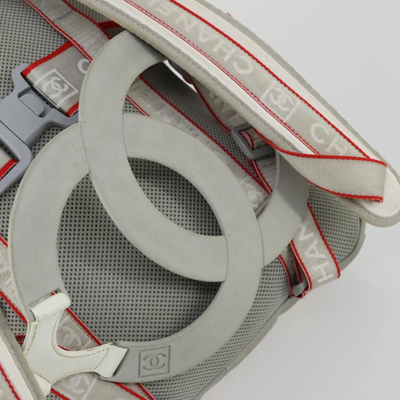 CHANEL Sports Line Backpack Coated Canvas Gray CC Auth bs31396