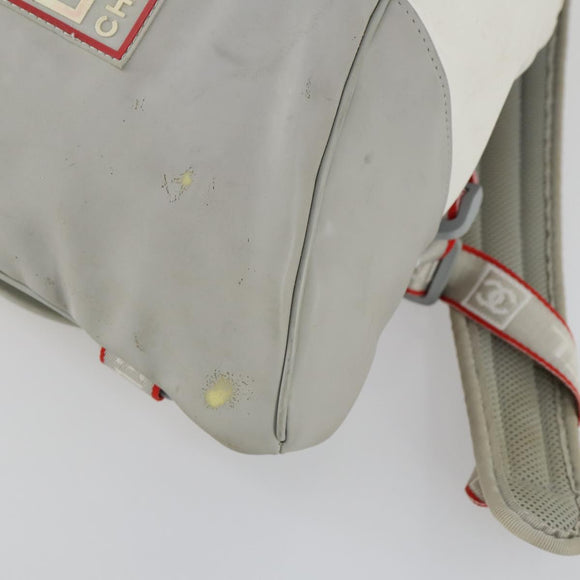 CHANEL Sports Line Backpack Coated Canvas Gray CC Auth bs31396