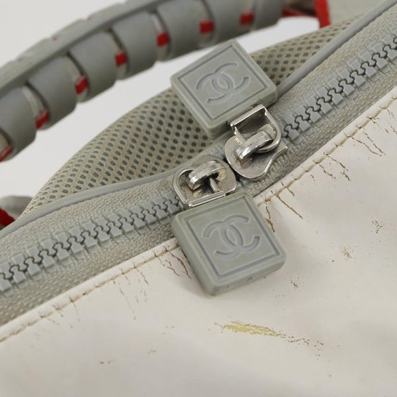 CHANEL Sports Line Backpack Coated Canvas Gray CC Auth bs31396