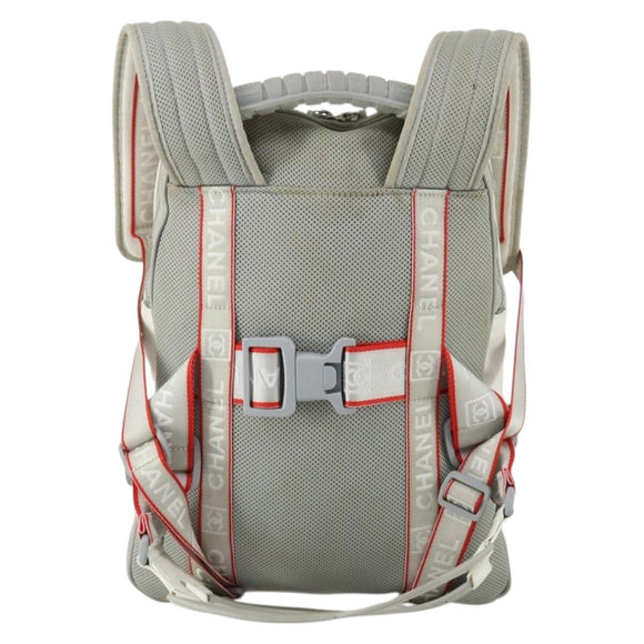 CHANEL Sports Line Backpack Coated Canvas Gray CC Auth bs31396