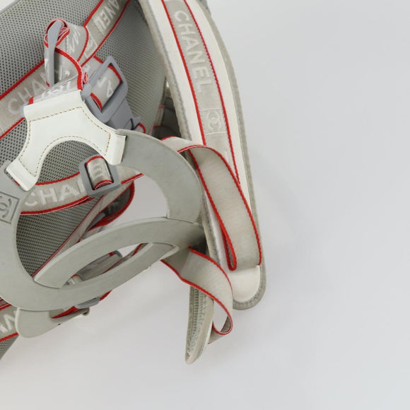 CHANEL Sports Line Backpack Coated Canvas Gray CC Auth bs31396