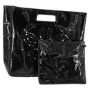 CHANEL Punching Triple Coco Hand Bag Enamel Black CC Auth bs31397-1