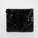 CHANEL Punching Triple Coco Hand Bag Enamel Black CC Auth bs31397-19