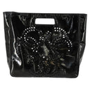 CHANEL Punching Triple Coco Hand Bag Enamel Black CC Auth bs31397-13