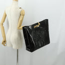 CHANEL Punching Triple Coco Hand Bag Enamel Black CC Auth bs31397-22