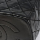 CHANEL Matelasse Vanity Pouch Enamel Black Gold CC Auth bs31398-10