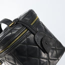 CHANEL Matelasse Vanity Pouch Enamel Black Gold CC Auth bs31398-14