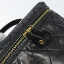 CHANEL Matelasse Vanity Pouch Enamel Black Gold CC Auth bs31398-15