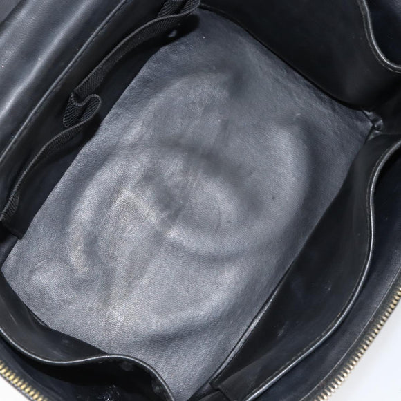 CHANEL Matelasse Vanity Pouch Enamel Black Gold CC Auth bs31398