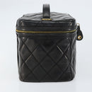 CHANEL Matelasse Vanity Pouch Enamel Black Gold CC Auth bs31398-4