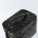 CHANEL Matelasse Vanity Pouch Enamel Black Gold CC Auth bs31398-6