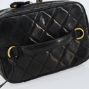 CHANEL Matelasse Vanity Pouch Enamel Black Gold CC Auth bs31398-7