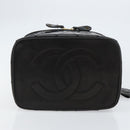 CHANEL Matelasse Vanity Pouch Enamel Black Gold CC Auth bs31398-9