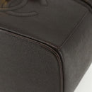 CHANEL COCO Mark Vanity Pouch Caviar Skin Brown Gold CC Auth bs31399-10