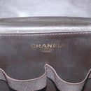 CHANEL COCO Mark Vanity Pouch Caviar Skin Brown Gold CC Auth bs31399-16