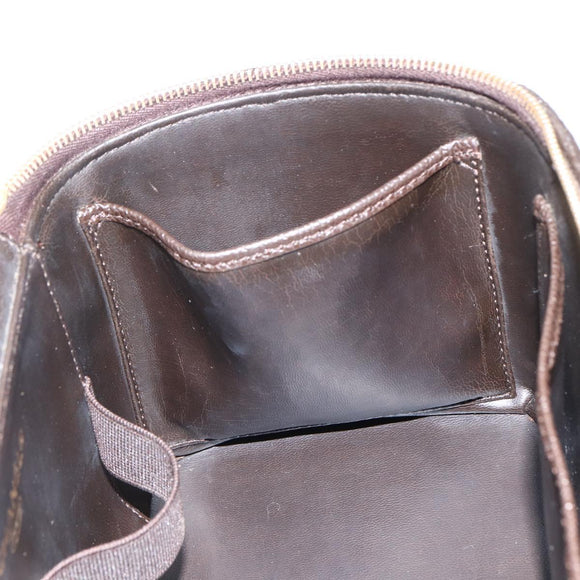 CHANEL COCO Mark Vanity Pouch Caviar Skin Brown Gold CC Auth bs31399