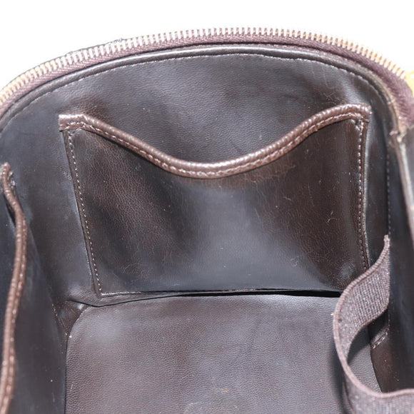 CHANEL COCO Mark Vanity Pouch Caviar Skin Brown Gold CC Auth bs31399