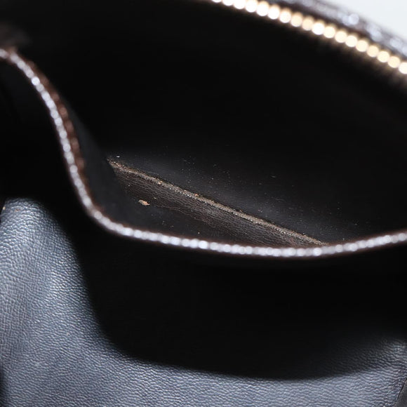 CHANEL COCO Mark Vanity Pouch Caviar Skin Brown Gold CC Auth bs31399