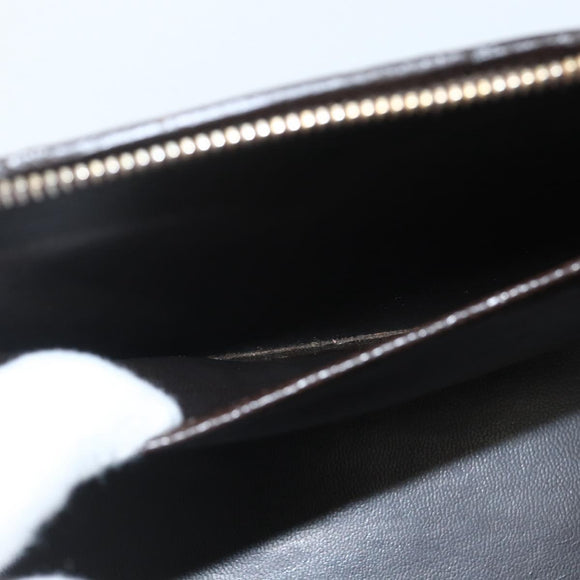 CHANEL COCO Mark Vanity Pouch Caviar Skin Brown Gold CC Auth bs31399