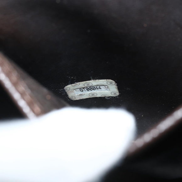 CHANEL COCO Mark Vanity Pouch Caviar Skin Brown Gold CC Auth bs31399