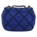 CHANEL Chain Matelasse Shoulder Bag Lamb Skin Blue Silver CC Auth bs31400-3