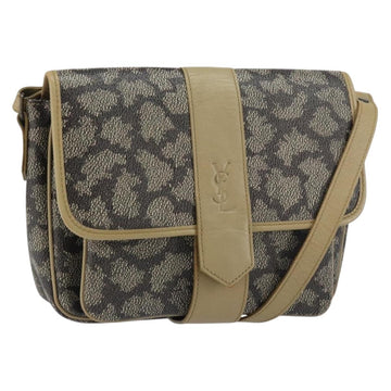 SAINT LAURENT Shoulder Bag PVC Leather Beige Auth bs31402