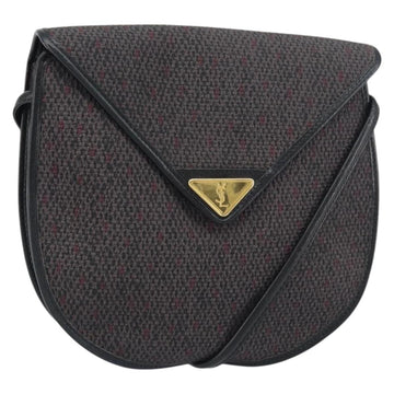 SAINT LAURENT Shoulder Bag PVC Leather Gray Gold Auth bs31403