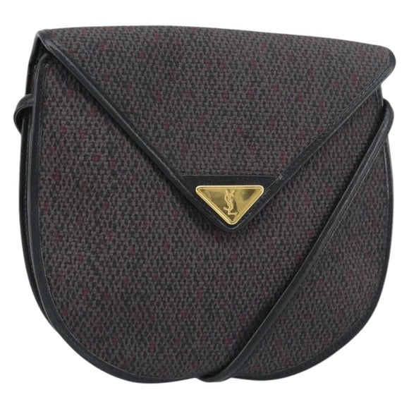 SAINT LAURENT Shoulder Bag PVC Leather Gray Gold Auth bs31403