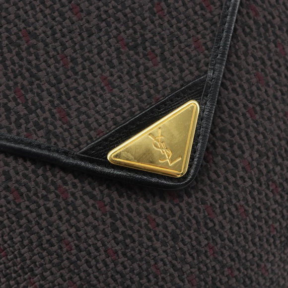 SAINT LAURENT Shoulder Bag PVC Leather Gray Gold Auth bs31403