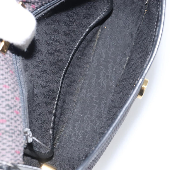 SAINT LAURENT Shoulder Bag PVC Leather Gray Gold Auth bs31403