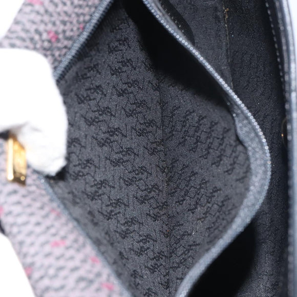 SAINT LAURENT Shoulder Bag PVC Leather Gray Gold Auth bs31403