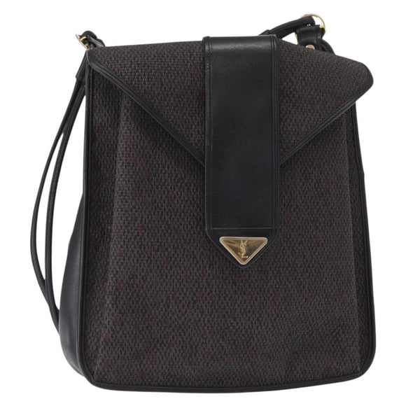 SAINT LAURENT Shoulder Bag PVC Leather Gray Gold Auth bs31404