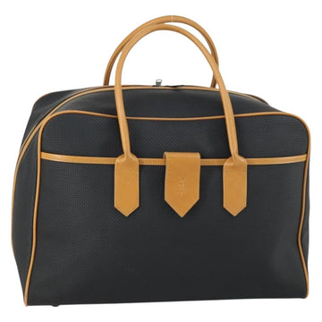 SAINT LAURENT Boston Bag PVC Leather Black Brown Auth bs31405