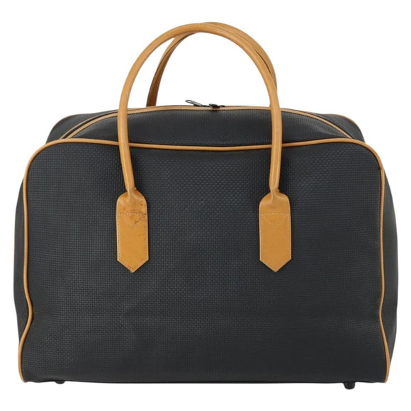 SAINT LAURENT Boston Bag PVC Leather Black Brown Auth bs31405