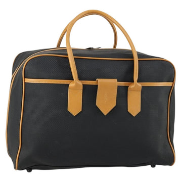 SAINT LAURENT Boston Bag PVC Leather Black Brown Auth bs31406