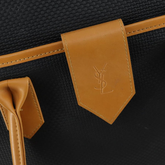 SAINT LAURENT Boston Bag PVC Leather Black Brown Auth bs31406