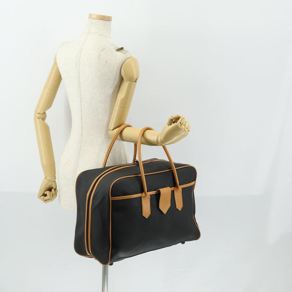 SAINT LAURENT Boston Bag PVC Leather Black Brown Auth bs31406