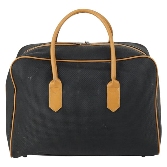 SAINT LAURENT Boston Bag PVC Leather Black Brown Auth bs31406