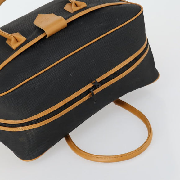 SAINT LAURENT Boston Bag PVC Leather Black Brown Auth bs31406