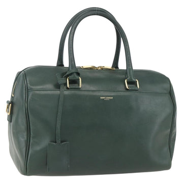 SAINT LAURENT Baby Duffel Hand Bag Leather Green Gold 322049 Auth bs31407