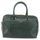 SAINT LAURENT Baby Duffel Hand Bag Leather Green Gold 322049 Auth bs31407-2