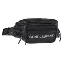 SAINT LAURENT Waist Bag Nylon Black White Auth bs31408-1