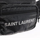 SAINT LAURENT Waist Bag Nylon Black White Auth bs31408-15