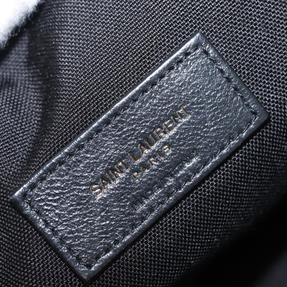 SAINT LAURENT Waist Bag Nylon Black White Auth bs31408