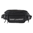 SAINT LAURENT Waist Bag Nylon Black White Auth bs31408-2