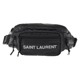 SAINT LAURENT Waist Bag Nylon Black White Auth bs31408 - 0