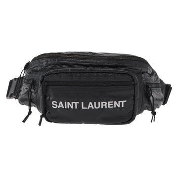 SAINT LAURENT Waist Bag Nylon Black White Auth bs31408 - 0